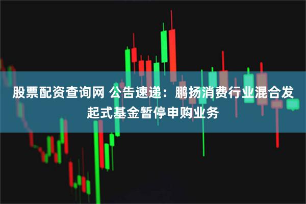 股票配资查询网 公告速递：鹏扬消费行业混合发起式基金暂停申购业务